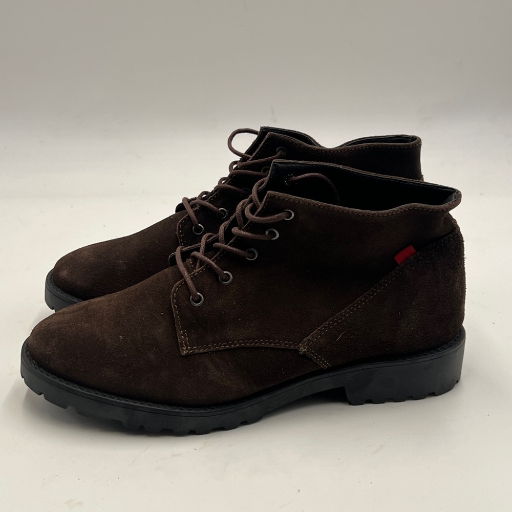 Marc Joseph Brown Suede Ankle Booties with Lace-Up Style